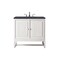 James Martin Vanities Athens 36in Single Vanity, Glossy White w/ 3 CM Charcoal Soapstone Quartz Top E645-V36-GW-3CSP - alternate 1